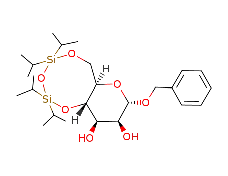Molecular Structure of 145259-85-4 ((2S,3S,4R,4aS,10aR)-2-Benzyloxy-6,6,8,8-tetraisopropyl-hexahydro-1,5,7,9-tetraoxa-6,8-disila-benzocyclooctene-3,4-diol)