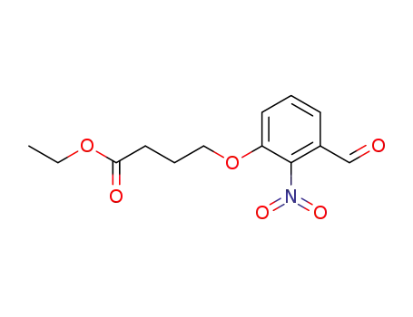 Molecular Structure of 105728-16-3 (Butanoic acid, 4-(3-formyl-2-nitrophenoxy)-, ethyl ester)
