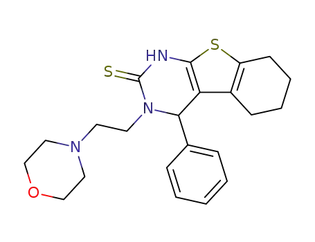 Molecular Structure of 128352-90-9 (3-(2-morpholin-4-ylethyl)-4-phenyl-3,4,5,6,7,8-hexahydro[1]benzothieno[2,3-d]pyrimidine-2(1H)-thione)