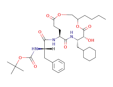 (8S,11S,12R)-2-butyl-11-(cyclohexylmethyl)-12-hydroxy-8-<N-<(1,1-dimethylethoxy)carbonyl>-L-phenylalanyl>-5,9,13-trioxo-1,4-dioxa-10-azacyclotridecane
