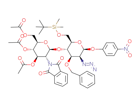 p-nitrophenyl 2-azido-3-O-benzyl-6-O-tert-butyldimethylsilyl-2-deoxy-4-O-(3,4,6-tri-O-acetyl-2-deoxy-2-phthalimido-β-D-glucopyranosyl)-β-D-mannopyranoside
