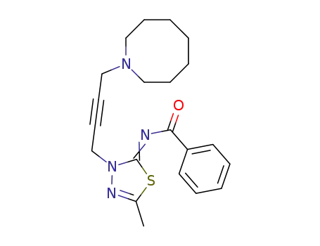 Molecular Structure of 103826-79-5 (N-[3-(4-Azocan-1-yl-but-2-ynyl)-5-methyl-3H-[1,3,4]thiadiazol-(2Z)-ylidene]-benzamide)