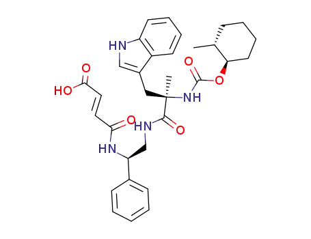 Molecular Structure of 134557-63-4 (2-butenoic acid, (1R-{1α[RS(RS(E))],2β})-4-[(2-{[2-(1H-indol-3-yl)-2-methyl-2-({[(2-methylcyclohexyl)oxy]carbonyl}amino)-1-oxopropyl]amino}-1-phenylethyl)amino]-4-oxo-)
