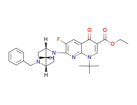 ethyl 7-<(1R,4R,7S)-7-methyl-5-phenylmethyl-2,5-diazabicyclo<2.2.1>heptan-2-yl>-6-fluoro-1-(1,1-dimethylethyl)-1,4-dihydro-4-oxo-1,8-naphthyridine-3-carboxylate
