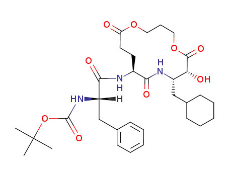 (9S,12S,13R)-12-(cyclohexylmethyl)-13-hydroxy-9-<N-<(1,1-dimethylethoxy)carbonyl>-L-phenylalanyl>-6,10,14-trioxo-1,5-dioxa-11-azacyclotetradecane