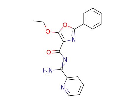 Molecular Structure of 88584-28-5 (4-Oxazolecarboxamide, 5-ethoxy-N-(imino-2-pyridinylmethyl)-2-phenyl-)