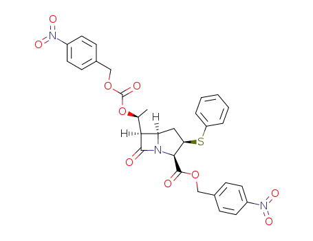 (+/-)-p-nitrobenzyl 6(R*)-(1(S*)-((((p-nitronbenzyl)oxy)carbonyl)oxy)ethyl)-2-(phenylthio)-1-carbapenam-3-carboxylate