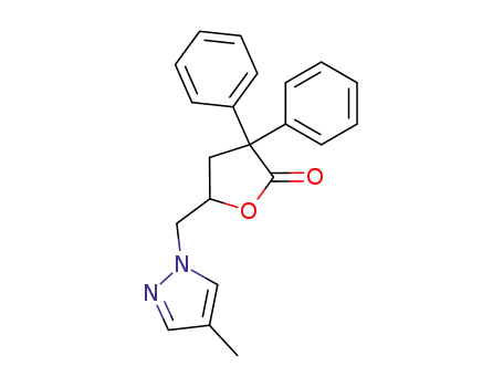 Molecular Structure of 138679-49-9 (2(3H)-Furanone,
dihydro-5-[(4-methyl-1H-pyrazol-1-yl)methyl]-3,3-diphenyl-)