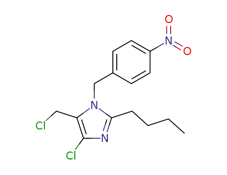 Molecular Structure of 125665-56-7 (1H-Imidazole,
2-butyl-4-chloro-5-(chloromethyl)-1-[(4-nitrophenyl)methyl]-)