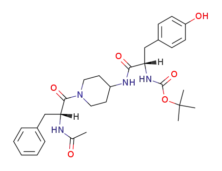 Molecular Structure of 120687-47-0 (4-(BOC-tyrosylamino)-1-(N-acetyl-D-phenylalanyl)piperidine)