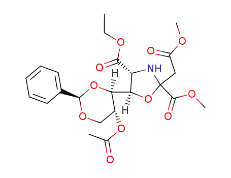 methyl (4R,5R)-5-(2-O-acetyl-1,3-O-benzylidene-D-erythro-glycerol-1-yl)-4-(ethoxycarbonyl)-2-(methoxycarbonyl)oxazolidin-2-yl acetate