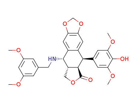 9-(((3,5-Dimethoxyphenyl)methyl)amino)-5,8,8a,9-tetrahydro-5-(4-hydroxy-3,5-dimethoxyphenyl)-furo(3,4:6,7)naphtho(2,3-d)-1,3-dioxol-6(5aH)-one, (5R-(5alpha,5abeta,8aalpha,9beta))-