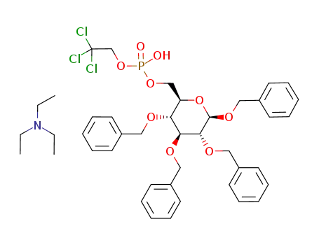 (Benzyl-2,3,4-tri-O-benzyl-α-D-glucopyranosid-6)-(2,2,2-trichlorethyl)-(triethylammonium)-phosphat