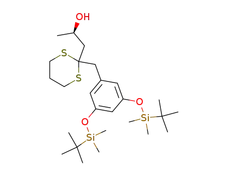 Molecular Structure of 158139-63-0 (2-<3,5-bis(tert-butyldimethylsilyloxy)benzyl>-2-<2-(R)-hydroxypropyl>-1,3-dithiane)