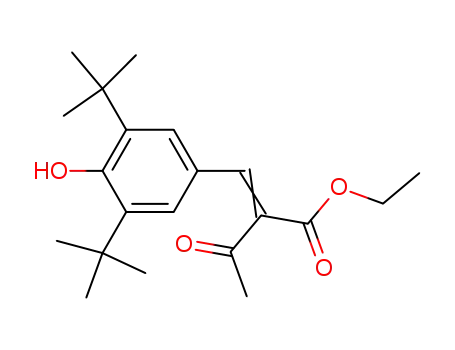 Molecular Structure of 10537-84-5 (ethyl (2E)-2-[(3,5-di-tert-butyl-4-hydroxyphenyl)methylidene]-3-oxobutanoate)