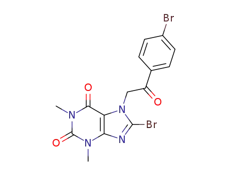 Molecular Structure of 19977-30-1 (1H-Purine-2,6-dione,
8-bromo-7-[2-(4-bromophenyl)-2-oxoethyl]-3,7-dihydro-1,3-dimethyl-)