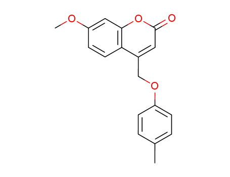 Molecular Structure of 84669-53-4 (7-Methoxy-4-p-tolyloxymethyl-chromen-2-one)