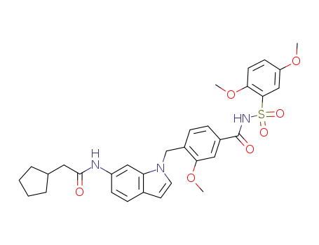 2-Cyclopentyl-N-{1-[4-(2,5-dimethoxy-benzenesulfonylaminocarbonyl)-2-methoxy-benzyl]-1H-indol-6-yl}-acetamide