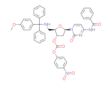 Molecular Structure of 109205-80-3 (p-nitrophenyl N<sup>4</sup>-benzoyl-2',5'-dideoxy-5'-(4''-monomethoxytrityl)aminocytidine 3'-carbonate)