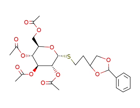 Molecular Structure of 140654-62-2 ((3R,S)-3,4-benzylidenedioxybutyl 2,3,4,6-tetra-O-acetyl-1-thio-α-D-glucopyranoside)