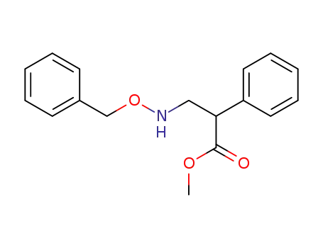 Molecular Structure of 88517-43-5 (Benzeneacetic acid, a-[[(phenylmethoxy)amino]methyl]-, methyl ester)