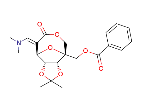Molecular Structure of 69471-82-5 (Benzoic acid (1R,2R,6R,7S)-11-[1-dimethylamino-meth-(E)-ylidene]-4,4-dimethyl-10-oxo-3,5,9,12-tetraoxa-tricyclo[5.4.1.0<sup>2,6</sup>]dodec-7-ylmethyl ester)