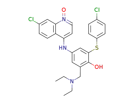 Molecular Structure of 107244-92-8 (4-(7-Chloro-1-oxy-quinolin-4-ylamino)-2-(4-chloro-phenylsulfanyl)-6-diethylaminomethyl-phenol)