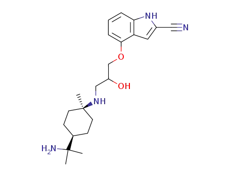 4-{3-[4-(1-Amino-1-methyl-ethyl)-1-methyl-cyclohexylamino]-2-hydroxy-propoxy}-1H-indole-2-carbonitrile