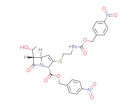 Molecular Structure of 72778-08-6 (p-nitrobenzyl (3S,5S,6S)-2-<<2-<<<(p-nitrobenzyl)oxy>carbonyl>amino>ethyl>thio>-6-<(R)-1-hydroxyethyl>carbapen-1-em-3-carboxylate)