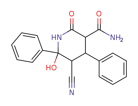 Molecular Structure of 75238-88-9 (3-carbamoyl-5-cyano-6-hydroxy-4,6-diphenylpiperidin-2-one)