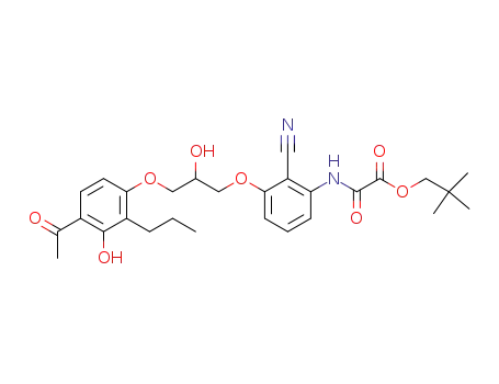 Molecular Structure of 101835-98-7 (N-{3-[3-(4-Acetyl-3-hydroxy-2-propyl-phenoxy)-2-hydroxy-propoxy]-2-cyano-phenyl}-oxalamic acid 2,2-dimethyl-propyl ester)
