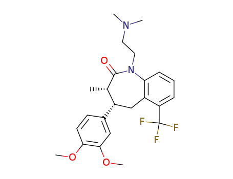 Molecular Structure of 138335-29-2 ((3S,4S)-4-(3,4-Dimethoxy-phenyl)-1-(2-dimethylamino-ethyl)-3-methyl-6-trifluoromethyl-1,3,4,5-tetrahydro-benzo[b]azepin-2-one)