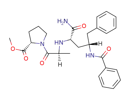 Molecular Structure of 94670-68-5 (L-Proline,
1-[N-[1-(aminocarbonyl)-3-(benzoylamino)-4-phenylbutyl]-L-alanyl]-,
methyl ester)