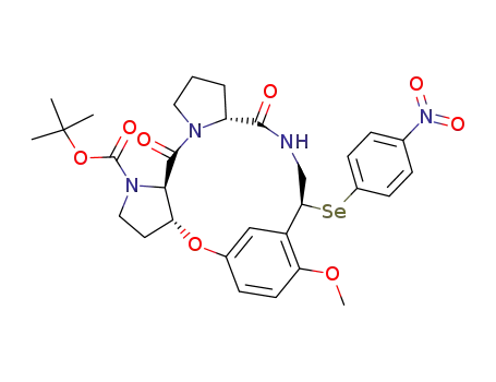 cyclo<N-<3-<<3-<2-amino-1-<(p-nitrophenyl)selenyl>ethyl>-4-methoxyphenyl>oxy>-N-(tert-butoxycarbonyl)-(2S,3S)-prolyl>-(S)-prolyl>