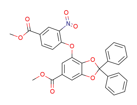 Molecular Structure of 154492-20-3 (7-(4-Methoxycarbonyl-2-nitro-phenoxy)-2,2-diphenyl-benzo[1,3]dioxole-5-carboxylic acid methyl ester)