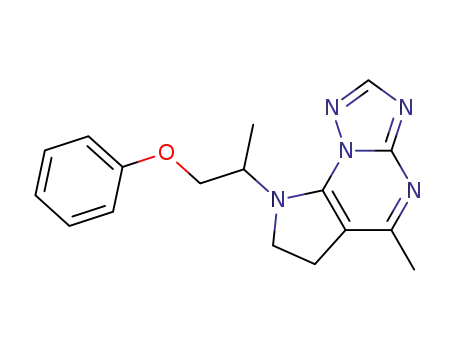 Molecular Structure of 74258-45-0 (7,8-dihydro-5-methyl-8-(1-methyl-2-phenoxyethyl)6H-pyrrolo[3,2-e][1,2,4]triazolo[1,5-a]pyrimidine)
