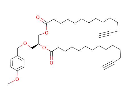 Molecular Structure of 139100-85-9 (13-Tetradecynoic acid,
1[[(4-methoxyphenyl)methoxy]methyl]-1,2-ethanediyl ester, (S)-)