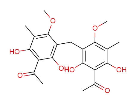 Molecular Structure of 98569-63-2 (Bis(3-acetyl-2,4-dihydroxy-6-methoxy-5-methylphenyl)methane)