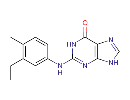 Molecular Structure of 104715-65-3 (2-[(3-ethyl-4-methylphenyl)amino]-3,7-dihydro-6H-purin-6-one)