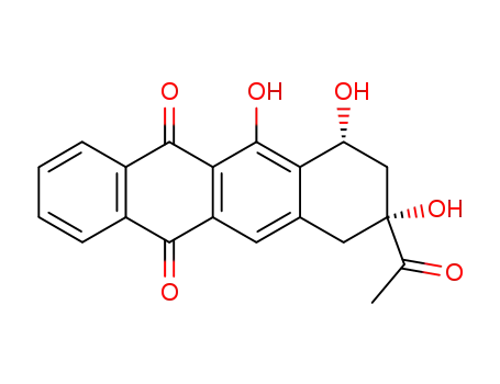 Molecular Structure of 77312-61-9 (5,12-Naphthacenedione, 9-acetyl-7,8,9,10-tetrahydro-6,7,9-trihydroxy-,
cis-)