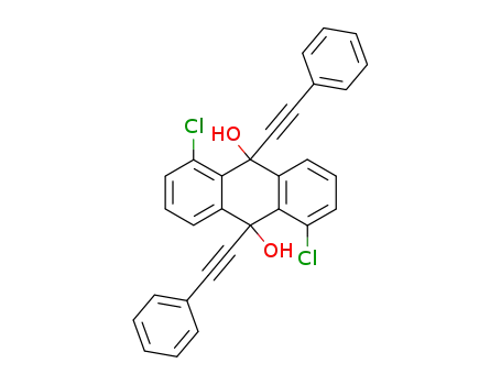 Molecular Structure of 80034-08-8 (1,5-dichloro-9,10-bis(phenylethynyl)-9,10-dihydroanthracene-9,10-diol)