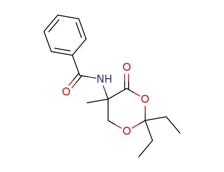 Molecular Structure of 108276-25-1 (N-(2,2-Diethyl-5-methyl-4-oxo-[1,3]dioxan-5-yl)-benzamide)