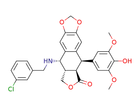 9-(((3-Chlorophenyl)methyl)amino)-5,8,8a,9-tetrahydro-5-(4-hydroxy-3,5-dimethoxyphenyl)-furo(3,4:6,7)naphtho(2,3-d)-1,3-dioxol-6(5aH)-one, (5R-(5alpha,5abeta,8aalpha,9beta))-