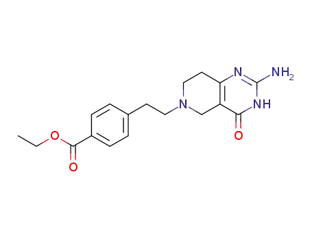 Molecular Structure of 121187-68-6 (2-amino-6-<2-(4-carbethoxyphenyl)ethyl>-5,6,7,8-tetrahydropyrido<4,3-d>pyrimidin-4(3H)-one)