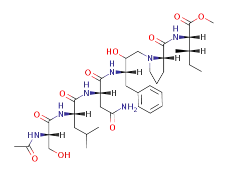 Molecular Structure of 127231-45-2 (N-acetyl-L-seryl-L-leucyl-N~1~-{(2S,3S)-3-hydroxy-4-[(2S)-2-{[(2S,3S)-1-methoxy-3-methyl-1-oxopentan-2-yl]carbamoyl}pyrrolidin-1-yl]-1-phenylbutan-2-yl}-L-aspartamide)