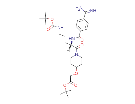 Molecular Structure of 146118-12-9 (t-butyl [[1-[N<sub>2</sub>-(p-amidinobenzoyl)-N<sub>5</sub>-(t-butoxycarbonyl)-L-ornithyl]-4-piperidinyl]oxy]acetate)