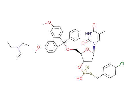 Dithiophosphoric acid O-[(2R,3S,5R)-2-[bis-(4-methoxy-phenyl)-phenyl-methoxymethyl]-5-(5-methyl-2,4-dioxo-3,4-dihydro-2H-pyrimidin-1-yl)-tetrahydro-furan-3-yl] ester S-(4-chloro-benzyl) ester; compound with triethyl-amine