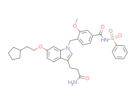 3-[1-(4-Benzenesulfonylaminocarbonyl-2-methoxy-benzyl)-6-(2-cyclopentyl-ethoxy)-1H-indol-3-yl]-propionamide
