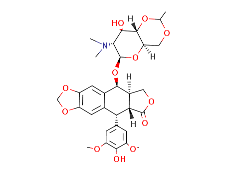 (5R-(5alpha,5abeta,8aalpha,9beta))-9-((2-Deoxy-2-(dimethylamino)-4,6-O-ethylidene-beta-D-glucopyranosyl)oxy)-5,8,8a,9-tetrahydro-5-(4-hydroxy-3,5-dimethoxyphenyl)furo[3',4':6,7]naphtho[2,3-d]-1,3-diox