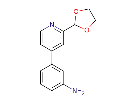 Molecular Structure of 52583-80-9 (Benzenamine, 3-[2-(1,3-dioxolan-2-yl)-4-pyridinyl]-)